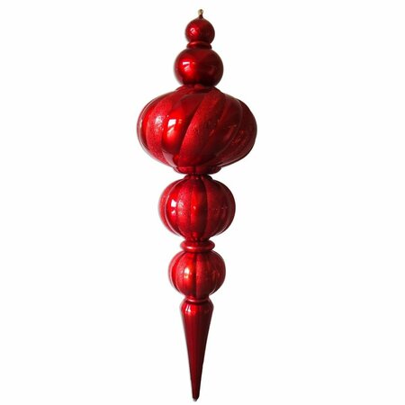 QUEENS OF CHRISTMAS 82 in. Jumbo Finial Ornament with Glittered Stripes, Red ORN-OVS-FIN-82-RE